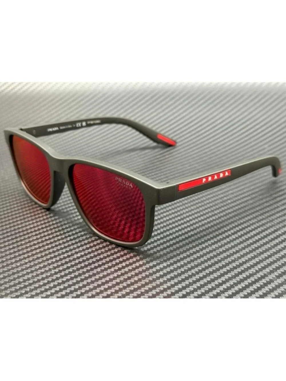 New Prada Linea Rossa Men Grey Rubber Sunglasses 56-17-145